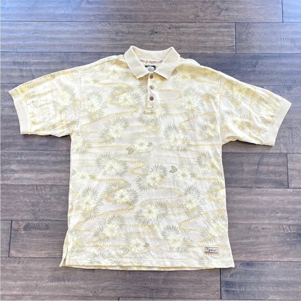 Tommy Bahama Mens M Hawaiian Floral Print Polo Shirt 100% Cotton